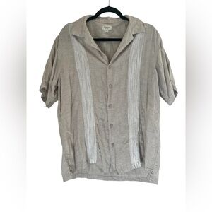 Hagar Linen Blend Short Sleeve Button-Up Shirt Mens Beige Resortwear